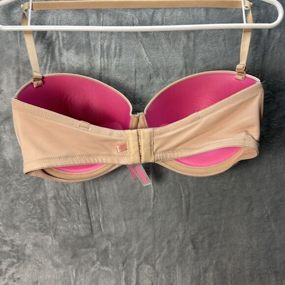 Victoria’s Secret Pink Push-up  Underwire Tan Beige Strapless Bra Size 34DD - Picture 4 of 7
